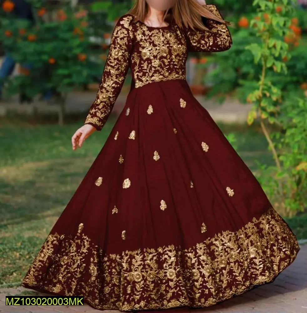 2 pcs women stitched shamoz silk zari Tilla embroidered maxi
