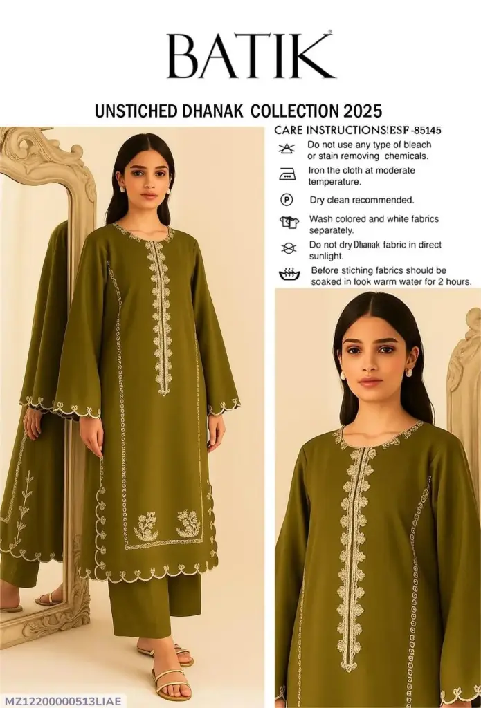 2 pcs women's unstitched embroidered suit