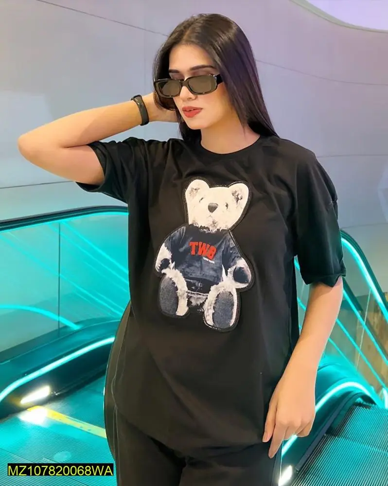 1 pc women's stitched jersey printed T shirt (Small)