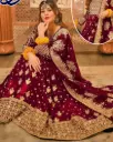 3 pcs women's stitched chiffon Hand work frock