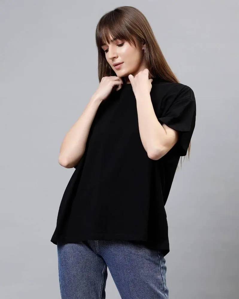 1 pc women's stitched jersey plain T-shirt (Small)