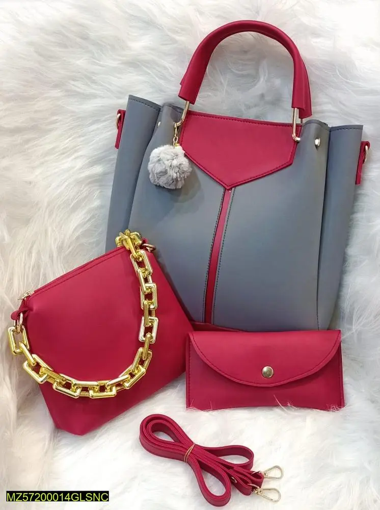 Woman's Pu leather plain top handle shoulder bag