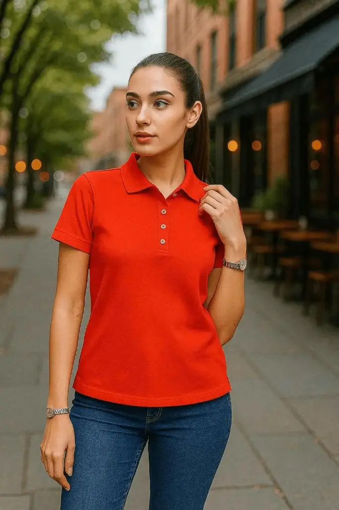 Polo with slim red Polo shirt EW 🎽 stylish and comfortable Attire EW 000-448 (Small)